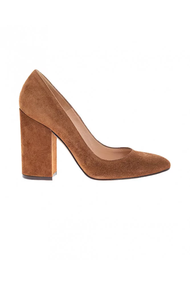 Gianvito Rossi - Suede pumps rounded tip and large 100mm, brown for women