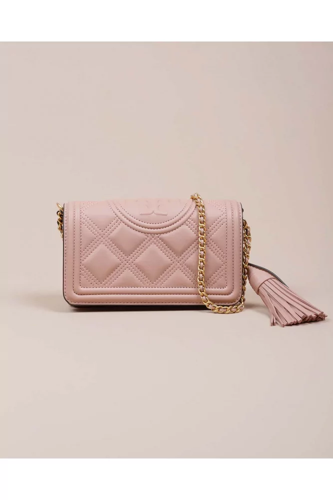 TORY BURCH: Small Fleming bag in quilted leather - Pink