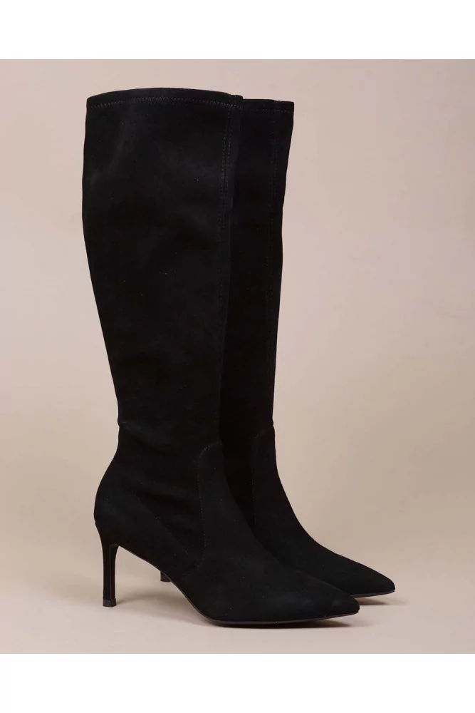 tall suede stretch boots