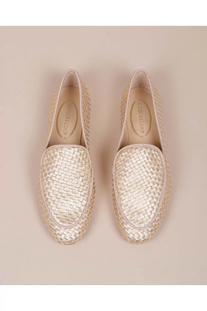 Jacques Loup - Nappa leather smooth moccasins plaited, gold/pink, 10mm ...