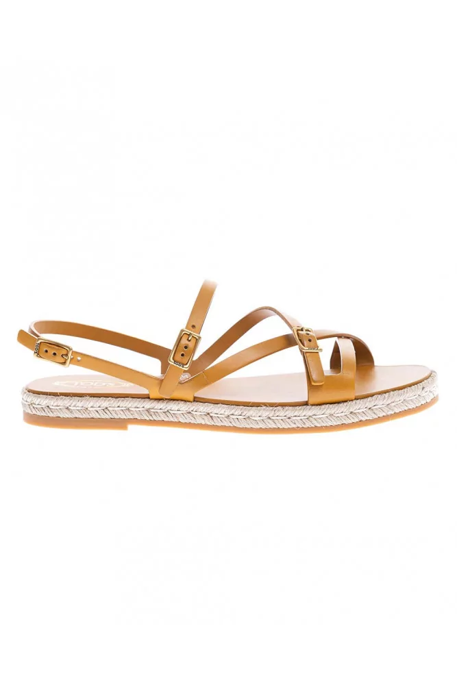 Tod's - Flat sandals made of calf leather with thin straps and rope ...