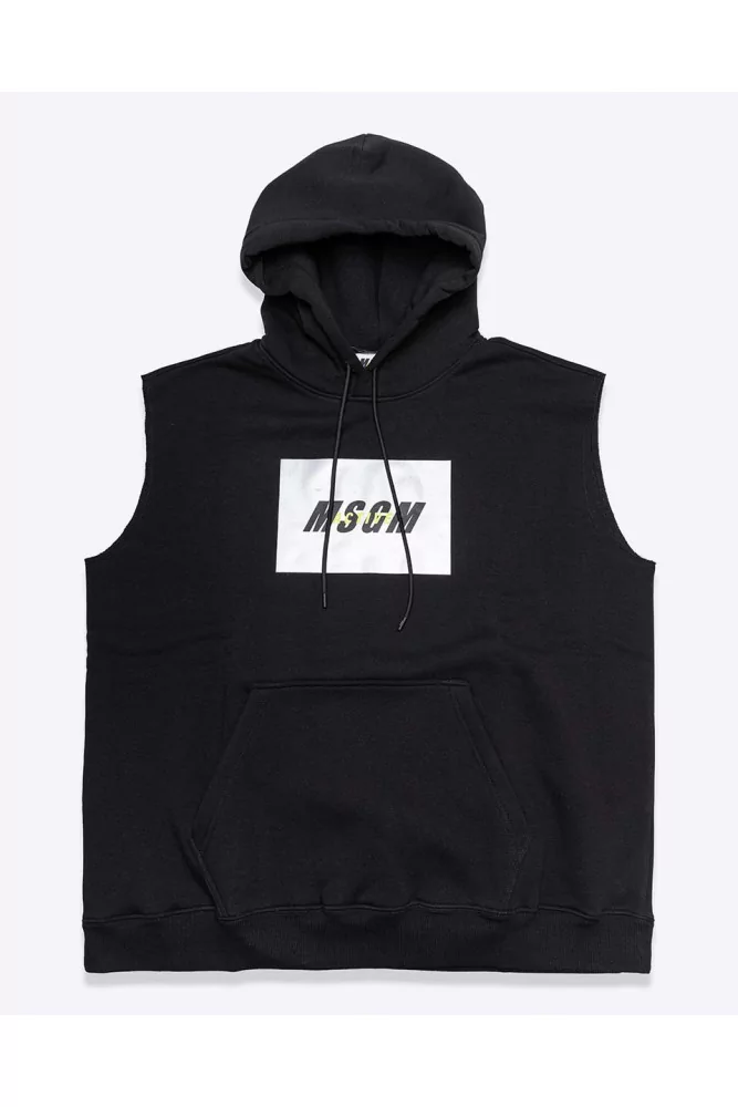 black sleeveless hoodie for men