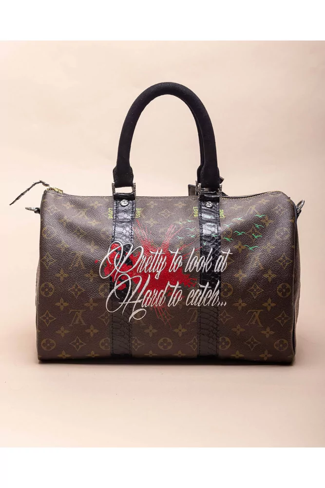 LV Speedy Teddy of Philip Karto - Louis Vuitton customized bag with python  and silver details 35 cm for women