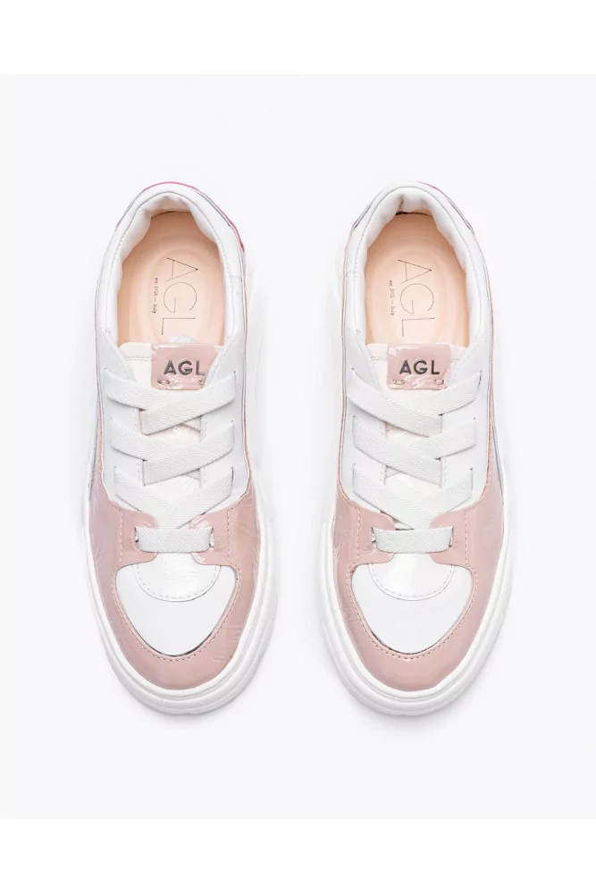 AGL pour Jacques Loup Ivory pink and fuchsia sneakers in soft