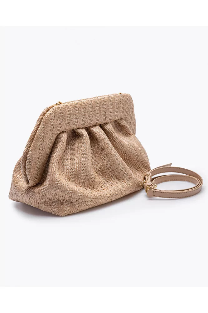 Themoirè - Natural beige colored large clutch bag made of eco