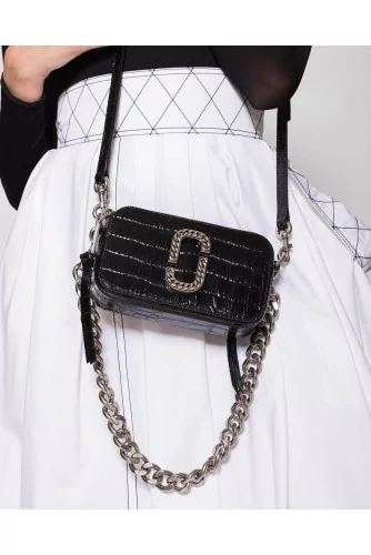 Marc Jacobs Snapshot Embossed Chain Link Shoulder Bag in Black