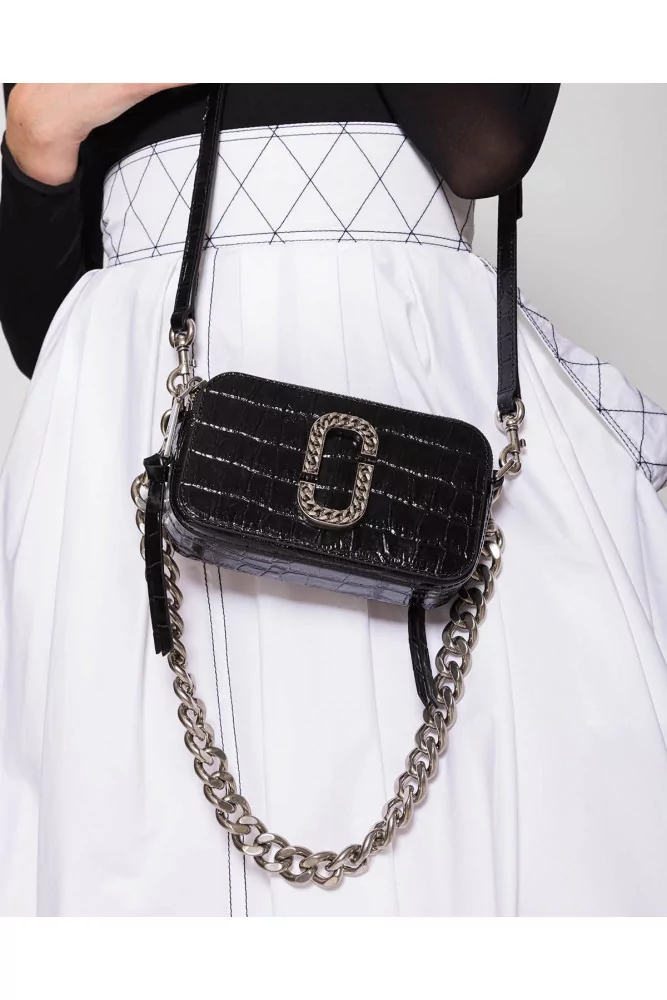 Shop Marc Jacobs Mini Snapshot Leather Chain Crossbody Bag