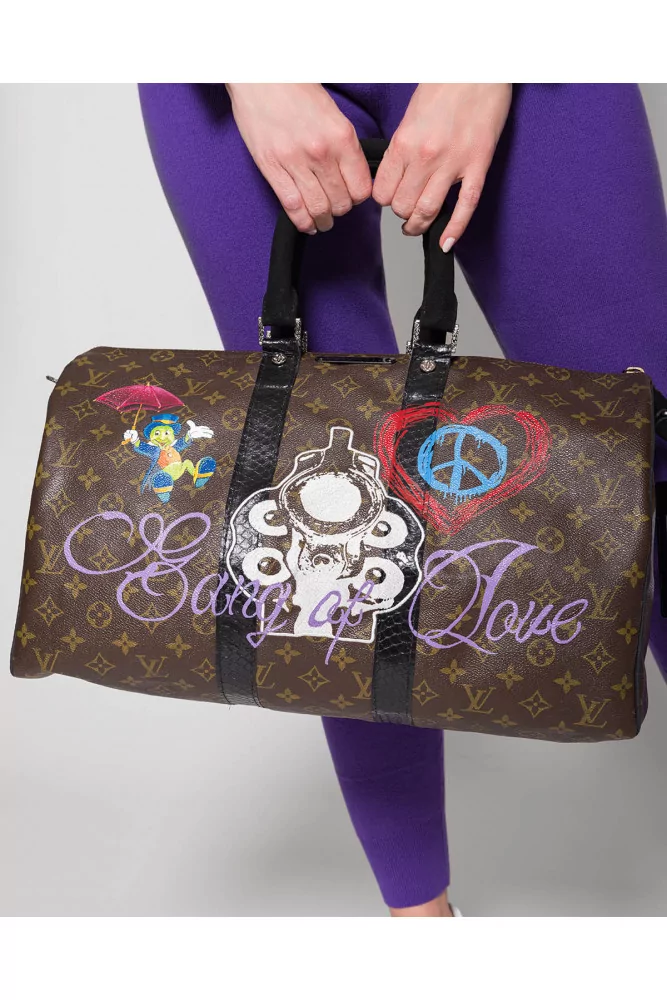 LV Speedy La Rose of Philip Karto - Louis Vuitton customized bag with  python and silver details 35 cm for women