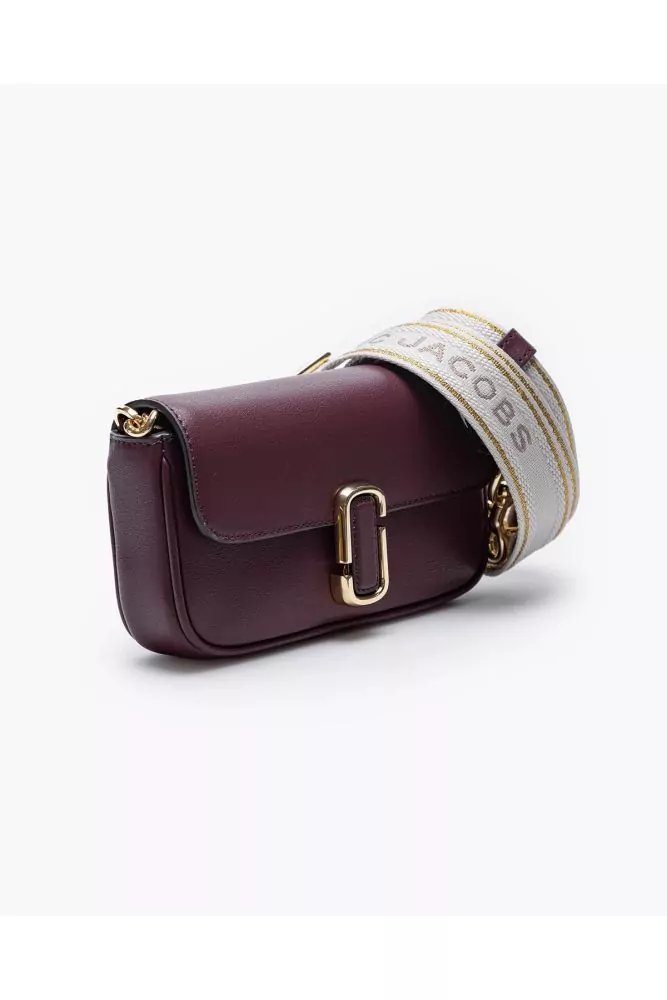 Marc Jacobs J Shoulder Bag Burgundy leather mini shoulder bag with magnetic flap with logo for women