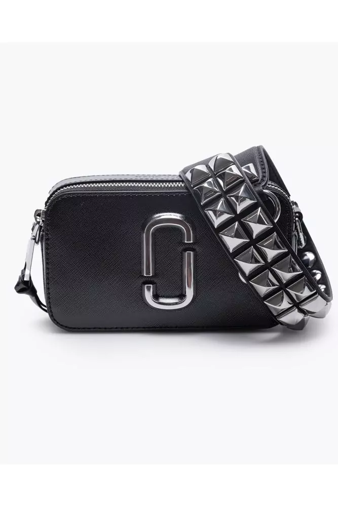 Marc Jacobs Snapshot in black leather and printed strap Multiple