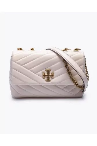 Sac Tory Burch "Kira" crème, rabat matelassé, logo et chaîne en métal