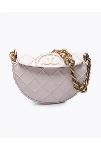 Sac Tory Burch "Croissant Flemming" écru-or, chaîne en métal