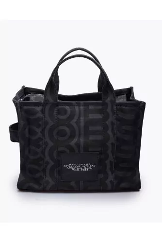 Marc Jacobs The Printed Monogram Tote Bag Black and navy blue monogram printed jacquard canvas bag for women