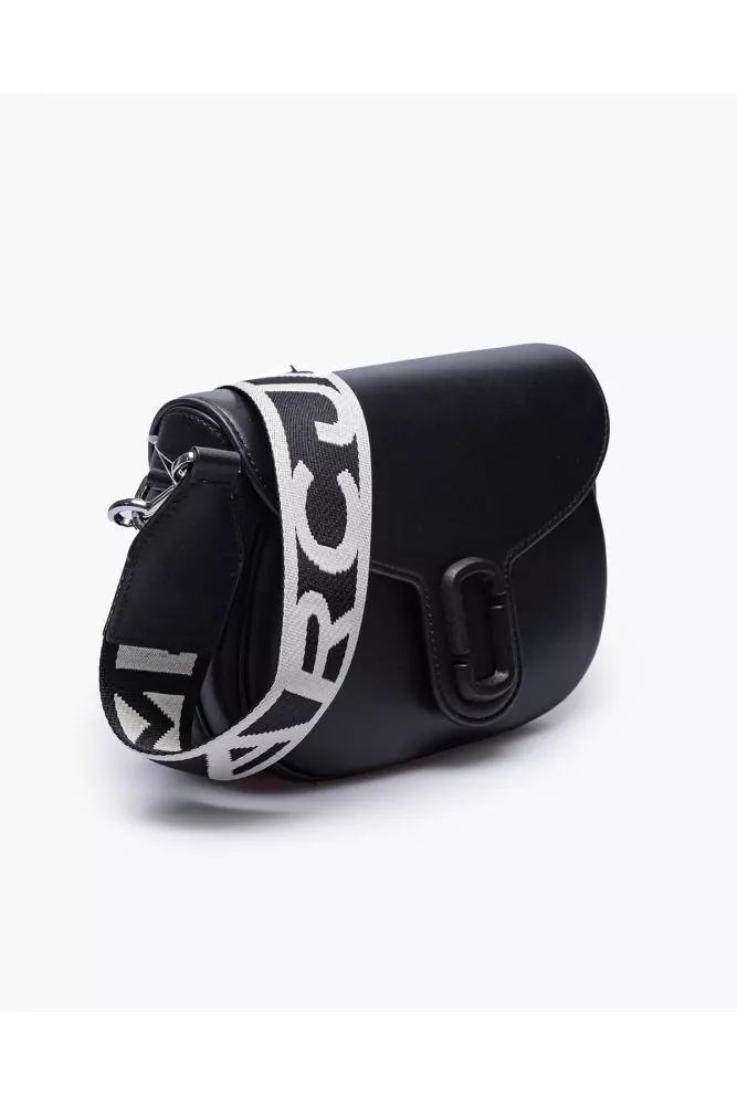 Marc Jacobs - Covered J-Marc Messenger - Black Calf Leather Half Moon Bag  with Jacquard Strap for Women
