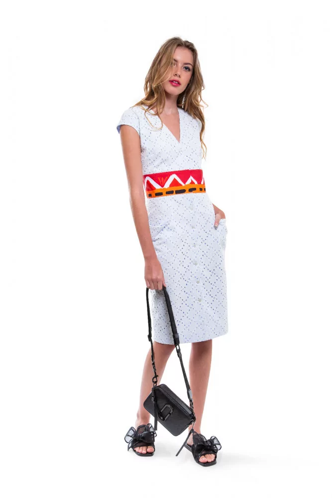 Louis Vuitton Red & Black Monogram Maxi Skirt White Silk ref
