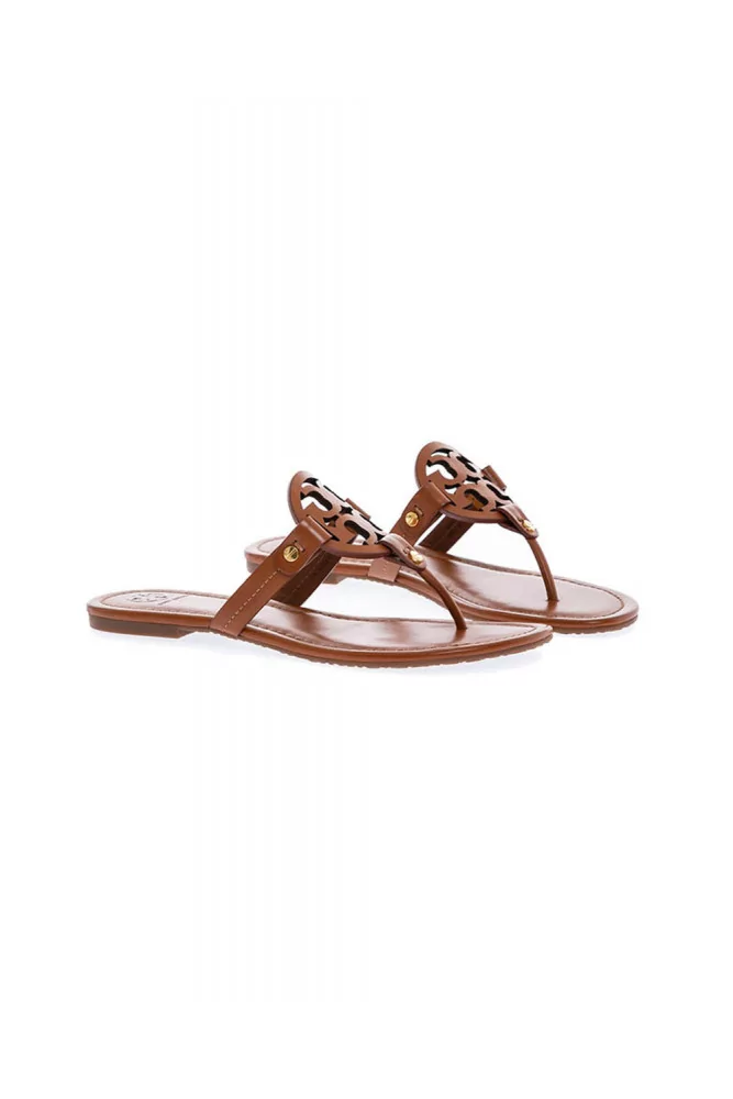 Miller Leather flip flops with cut out logo