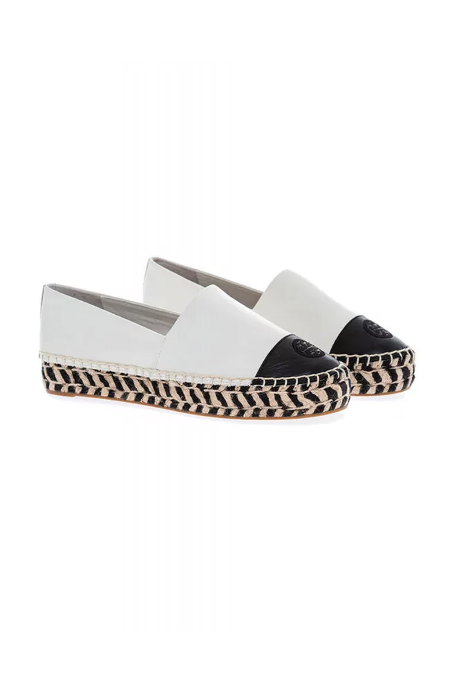 Tory Burch - Espadrilles with leather toe cap and large two-toned outer sole,  white/black for women