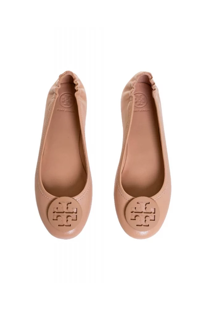 Minnie Travel Ballet De Tory Burch Ballerines Beiges Souples Et Pliables Avec Logo Pour Femme