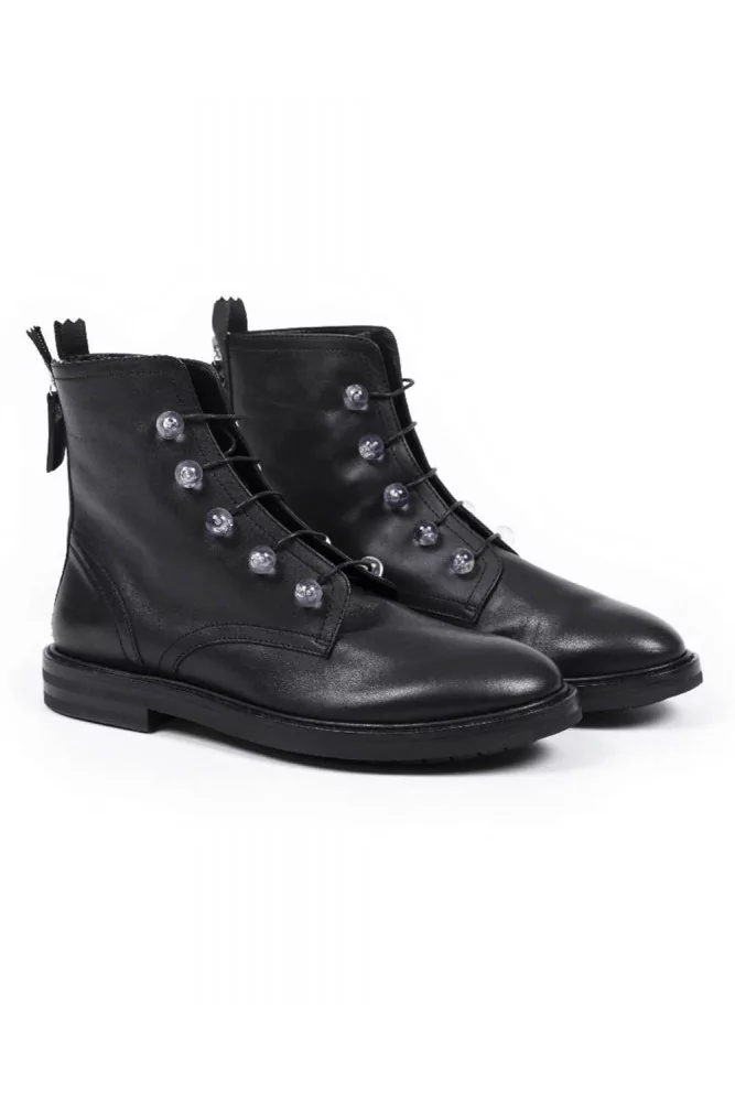 Jacques Loup Black leather boots with laces zipper and