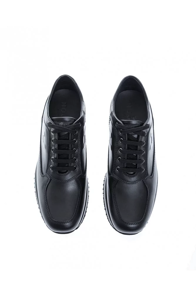 Interactive of Hogan - Black leather sneakers with embossed H for men