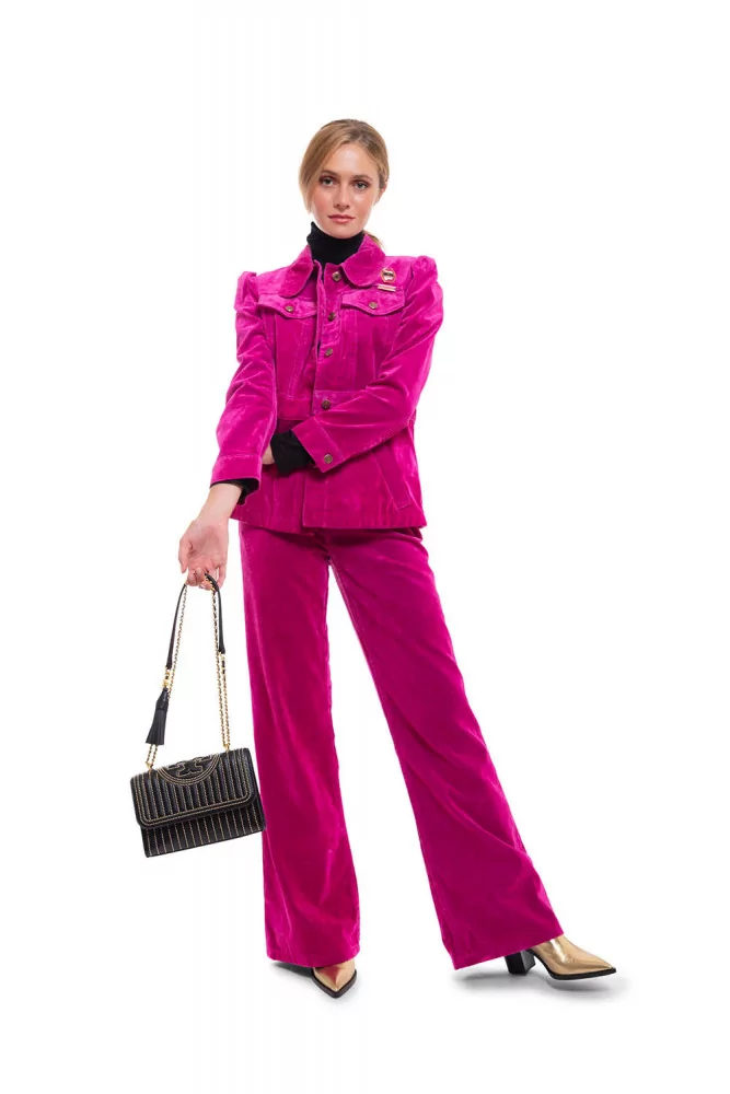 The Velveteen Jean of Marc Jacobs - Bright pink cotton jacket and trousers  with flared style for women