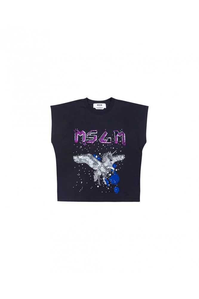 MSGM for Jacques Loup Cotton black colored t shirt with unicorn