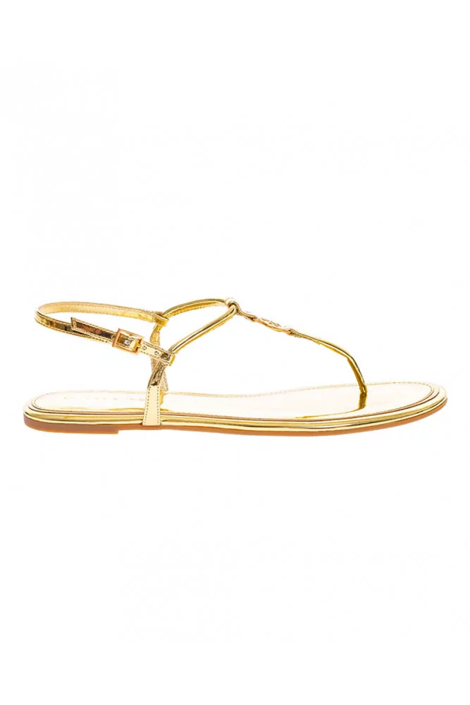 gold colored sandals