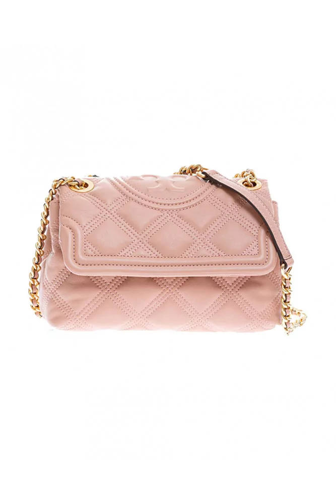 Fleming Clutch of Tory Burch - Pink quilted clutch bag with flap for women