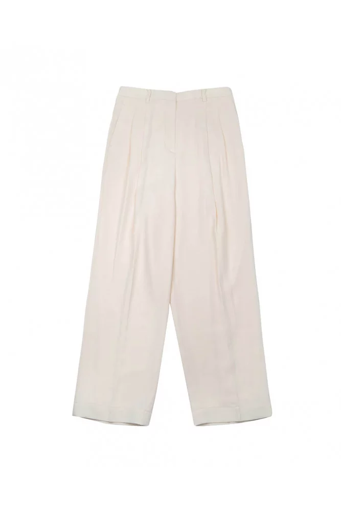 Tory Burch - Crepe de chine pleated pants, white/ivory, for women